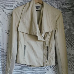 Vince Paper Leather Drape Neck Jacket – Cream S